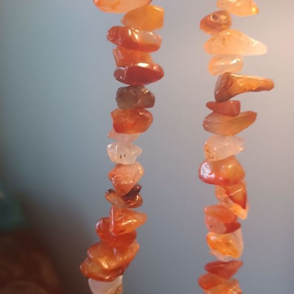 Real agate necklace, lightly polished stones, amber colouring - Picture 5 of 13